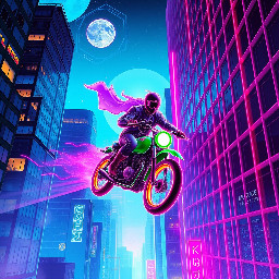 Ghost rider between the skycrapers