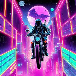 Ghost rider between the skycrapers