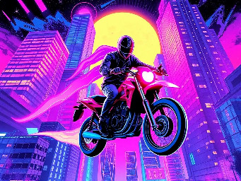 Ghost rider between the skycrapers