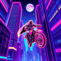 Ghost rider between the skycrapers