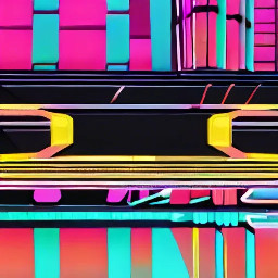 In the style of neon retro-futurism with synthwave pop art influences, create an image of: . Utilize elements of vivid neon color schemes, bold digital illustration, and 1980s-inspired techno aesthetics.