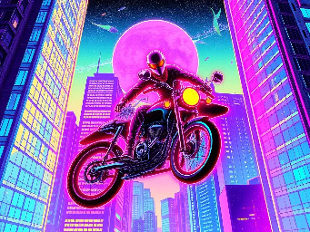 Ghost rider between the skycrapers